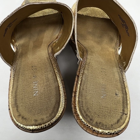 Nine West Open Toe Gold Strap NW Jaimy Wedge Heels Womens Size 8.5 M - Picture 8 of 12